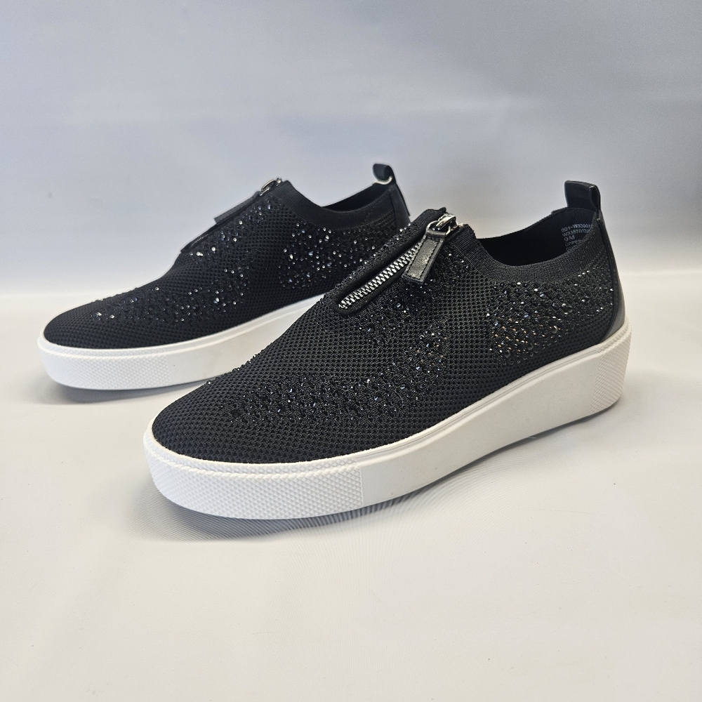 White Mountain Shoes Black Bling Embellishment Knit Slip On Sneakers Womens 9 - Picture 3 of 7